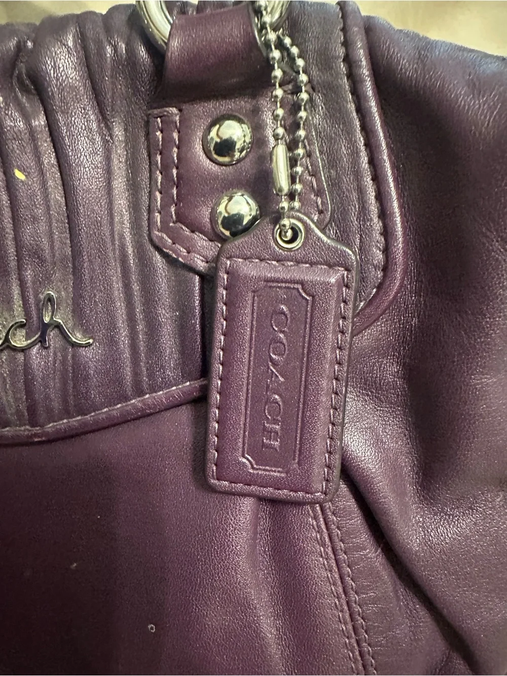 Coach Plum leather Coach Ashley Leather Satchel Handbag
